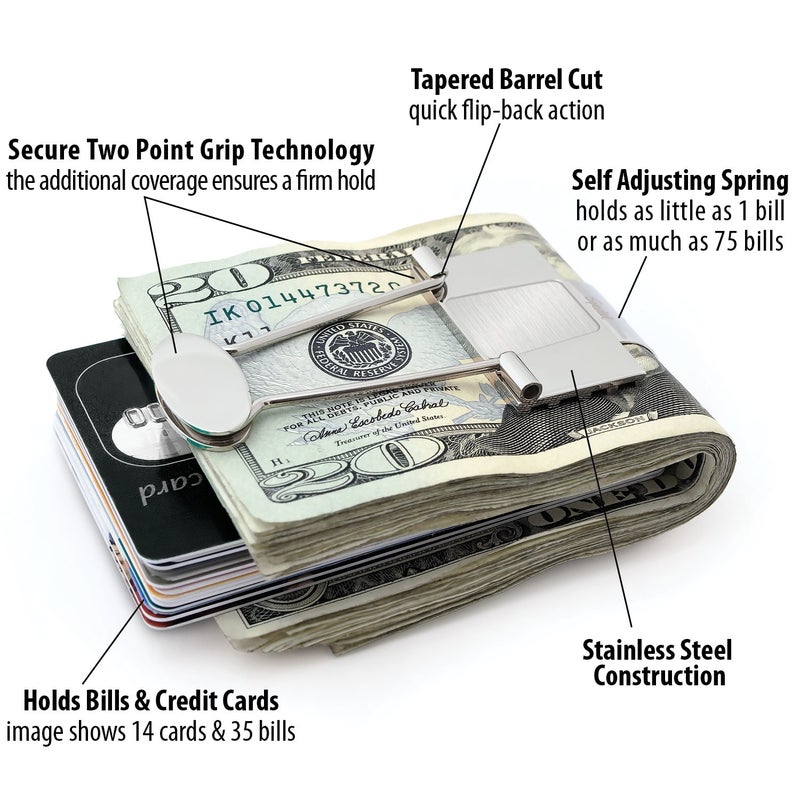 Speidel Stainless Steel Ionic Plated Metal Money Clip for Men, Bill Binder Clip, Wallet, Credit Card Holder, Minimalist Slim Money Clip - Image 4